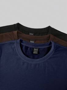 SHEIN Unity Solid Color Round Neck Fitted Casual Versatile Long Sleeve T-Shirt Fall Cloth For Women - Multicolor - View 4