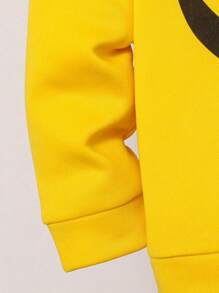 2 件套儿童休闲宽松舒适趣味图案连帽运动衫和裤子套装，加厚羊毛，适合秋冬季、日常穿着、郊游、上学、派对、圣诞节、新年 - 黃色 - 查看 5