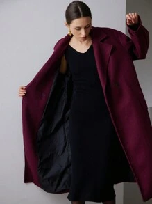 Aveloria Modichic 女士休闲长款大衣，日常穿着的简约时尚，秋冬假日派对服装 - 中紫紅色 - 查看 7