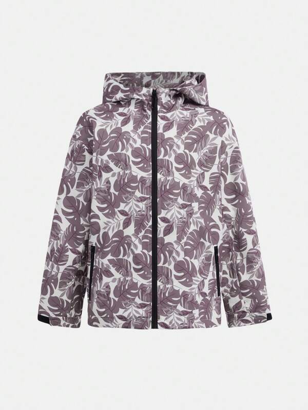 SHEIN Girls Hooded Lightweight Water-Resistant Sporty Casual Jacket For Outdoor, Simple & Fashionable