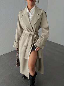 SHEIN EZwear 女式休闲纯色双排扣常规夹克，秋季