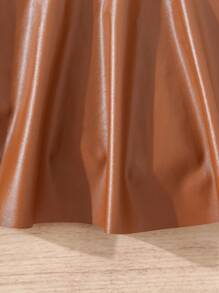 SHEIN 2 件装年轻女孩和年轻女孩 PU 皮革半圆裙，适合日常休闲穿着 - 彩色 - 查看 5