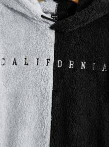 Manfinity VCAY Men's Casual Contrast Stitched Letter Embroidered Drawstring Hoodie, Winter - Blue - View 4