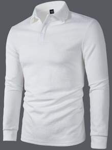 Manfinity Mode 男士纯色纽扣门襟休闲百搭长袖 Polo 衫