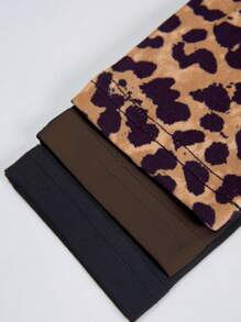 SHEIN Unity 3pcs Women's Casual Y2K Leopard Print Ruched Slim Fit Long Sleeve T-Shirt, Spring/Autumn Graphic Cheetah Print Tees Women Tops For Spring - Coffee Brown - View 3