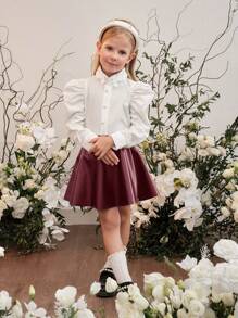 SHEIN Young Girl Solid Color PU Leather Bodycon Casual Skirt Skirt Winterburgundy Skirtwinter Skirtgirls Winter Skirtskirt For Winter