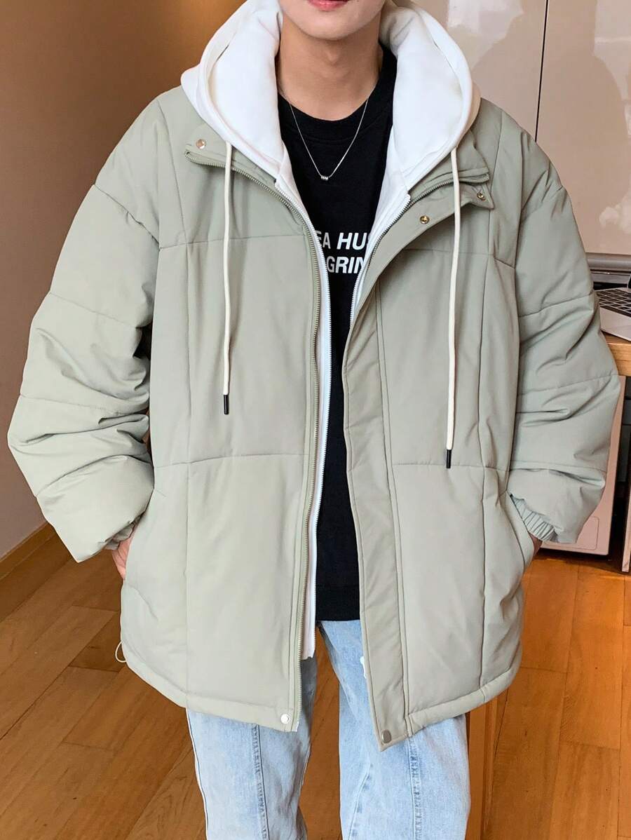 Claim Dot Áo khoác trùm đầu có khóa kéo cho nam, trang phục đơn giản, thời trang thường ngày, áo khoác màu xanh lá cây nhạt thường ngày cho mùa đông, quà tặng cho bạn bè, chồng, bạn trai - Màu xanh Bạc hà - Xem 1
