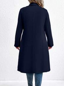 SHEIN Clasi Plus Size Women's Solid Color Turndown Collar Long Sleeve Double-Breasted Casual Jacket, Autumn/Winter