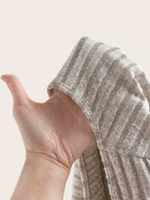 SHEIN Essnce 大码纯色方领罗纹紧身连身衣，长袖