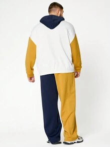 Mainfolk Setelan Sweatshirt dan Celana Panjang Kasual Rajut Longgar Lengan Panjang Pria Ukuran Besar, Motif Beruang & Huruf, untuk Musim Gugur dan Musim Dingin - Krem - View 2