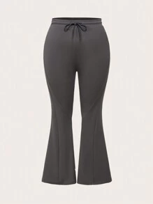 Flirla Plus Size Solid Color Casual Minimalist Skinny Flare Pants Fall Cloth For Women - Multicolor - View 5