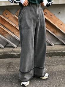FRIFUL Women's Casual Washed Loose Wide Leg Jeans,Baggy Jeans
