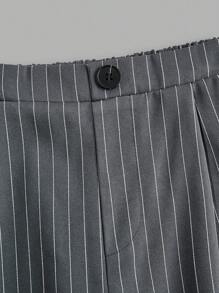 Set de 3 piezas de chaleco, camisa y pantalones a rayas para niño preadolescente, estilo caballero, apto para otoño, invierno y primavera. Excelente para actividades al aire libre, escuela, fotografía callejera, fiestas y vestir casual, alta rentabilidad - Multicolor - Ver 4