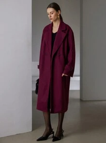 Aveloria Modichic 女士休闲长款大衣，日常穿着的简约时尚，秋冬假日派对服装 - 中紫紅色 - 查看 6