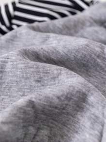 Cozy Pixies 2 件套：小男孩黑白条纹恐龙图案连帽衫长袖开衫夹克 - 彩色 - 查看 6