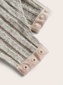 SHEIN Essnce 大码纯色方领罗纹紧身连身衣，长袖