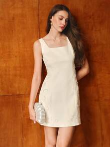 MOTF PREMIUM FAUX PEARL BEADED TANK DRESS - Apricot - View 7