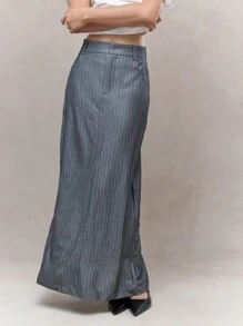 MISSGUIDED Tailored Pinstripe Maxi Skirt With Back Slit