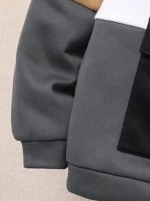 SHEIN Leap Crew Bộ 2 chiếc áo hoodie thể thao có viền gân tương phản màu sắc có dây rút cho bé trai tuổi mới lớn và quần chạy bộ dáng rộng, thích hợp mặc đi học, đi làm, giải trí, du lịch, thể thao, xuân/hè/thu/đông - Nhiều màu - Xem 5