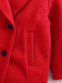SHEIN Baby Girl Cute Red Knitted Minimalist Lapel Overcoat, Autumn/Winter