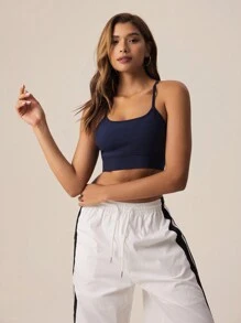 Slayform Slayform Women's Criss Cross Back Sports Bra, Can Be Worn Outerwear - Navy Blue - View 6