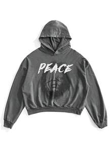 Manfinity NXTstreet sweat-shirt à capuche décontracté pour hommes avec imprimé de lettre de caractère, sweat-shirt à capuche graphique à manches longues pour l'automne/l'hiver, idéal pour les cadeaux aux amis, aux maris et aux petits-amis - Gris - Voir 6