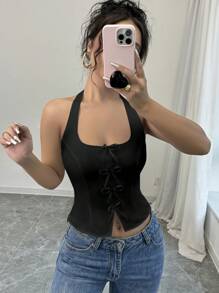 Firerie 女士优雅时尚返校系领紧身白色衬衫 - 黑色 - 查看 5
