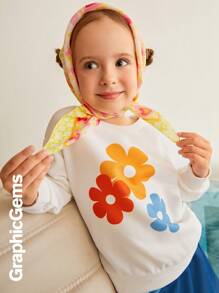 2 件套年轻女孩花卉印花圆领开叉长袖上衣和裙子 - 彩色 - 查看 7