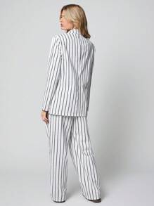 Easelle 3 件套爱心印花条纹西装外套、背心和裤子