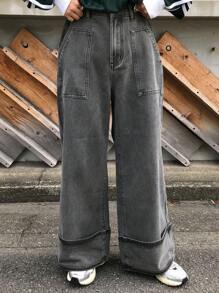 FRIFUL Women's Casual Washed Loose Wide Leg Jeans,Baggy Jeans