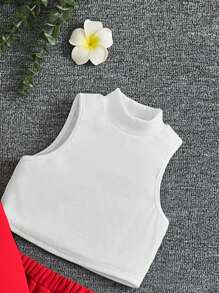 SHEIN EZwear 3pcs/Set Women Casual Street Style Letter Print High-Low Hem Hoodie, Stand Collar Tank Top And Sweatpants - Red - View 5