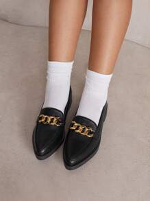 CUCCOO CURVES 宽版厚底尖头纯黑色深 V 系带牛津鞋，女式，经典英伦风格，适合所有季节，适合圣诞节和新年假期氛围秋冬 - 黑色 - 查看 9