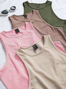 Chiquease Camiseta de tirantes de mujer de unicolor, cuello redondo, casual y versátil - Multicolor - Ver 6