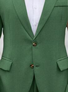 Manfinity Mode Men's Simple Casual Business Suit Set, Suitable For Everyday Wear - Cadet Blue - View 5