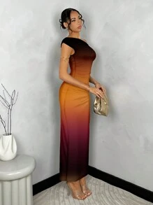 SHEIN BAE Vestido ajustado con cuello asimétrico y drapeado, apropiado para el verano