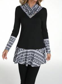 EMERY ROSE Camiseta de mujer con estampado gráfico y patchwork, camisetas gráficas casuales y minimalistas para uso diario