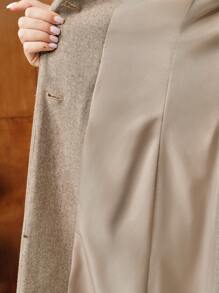 MOTF PREMIUM FAUX PEARL GRAPHIC PATTERN LAPEL COLLAR LONG OVERCOAT - Brown - View 9