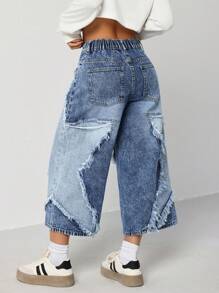 SHEIN EZwear Women's Casual Fitted 7/8 Length Blue Jeans