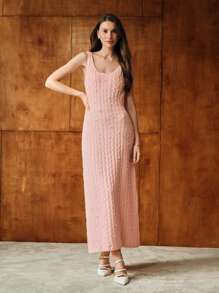 MOTF PREMIUM VESTIDO DE PUNTO CABLE CON FALSAS PERLAS - Rosa - Ver 5