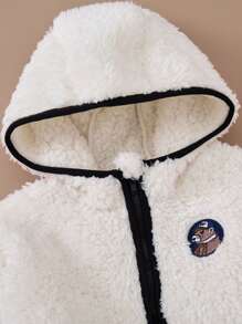 PrepCrw Young Boys' Autumn & Winter College Style Front-Zip Hooded Jacket, Motiflal Thermal Lined , Back To School