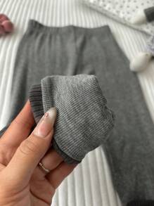 DAZY Mallas informales con cintura elástica y fruncido en contraste de color para niña - Gris - Ver 3