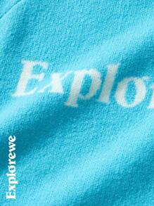 SHEIN Teenager Mädchen Buchstaben Muster Raglanärmel Lässig Rundhals Pullover, Herbst/Winter