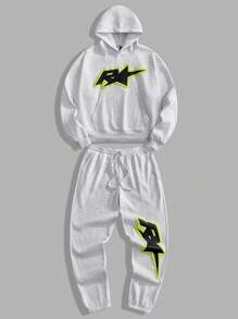 Manfinity VCAY Men's Loose Knitted Long Sleeve Sweatshirt Set, For Fall Winter - Grey - View 3