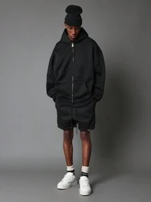 SUMWON Regular Fit Essential Drop Crotch Short - Black - View 3