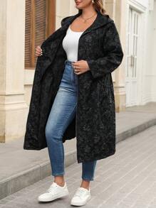 SHEIN LUNE 大码简约时尚休闲外套，日常穿着节日保暖度假冬季服装，适合新年女士