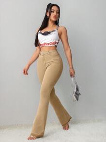 SHEIN Tall Women's Jeans Sexy Low Rise Skinny Stretch Flared Jeans