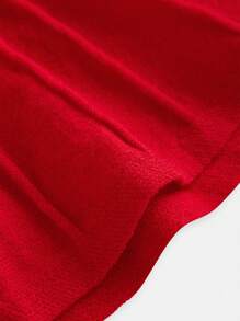 SHEIN Teengirl Red Bodycon Christmas Dress, White Bow Decor, Party Dress - Red and White - View 3