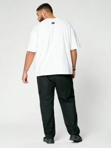 Mainfolk Plus Size Men Casual Denim Boots Print T-Shirt And Pants Set - Black and White - View 3