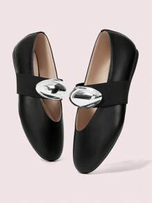 CUCCOO DOLLMOD 女士金属装饰时尚休闲平底鞋，适合圣诞节和新年假期氛围秋冬季 - 黑色 - 查看 1