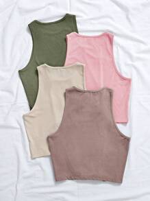 Chiquease Camiseta de tirantes de mujer de unicolor, cuello redondo, casual y versátil - Multicolor - Ver 2